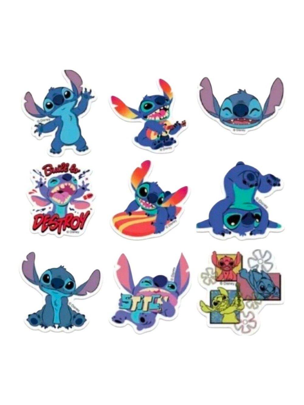 Disney Lilo & Stitch Tropical Surf Funny Vinyl Sticker 9pc Laptop Decal Y2K Set